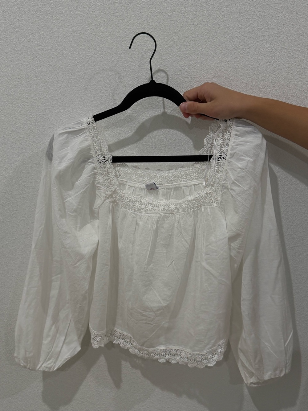 Old Navy White Lace-Trim Square Neck Blouse